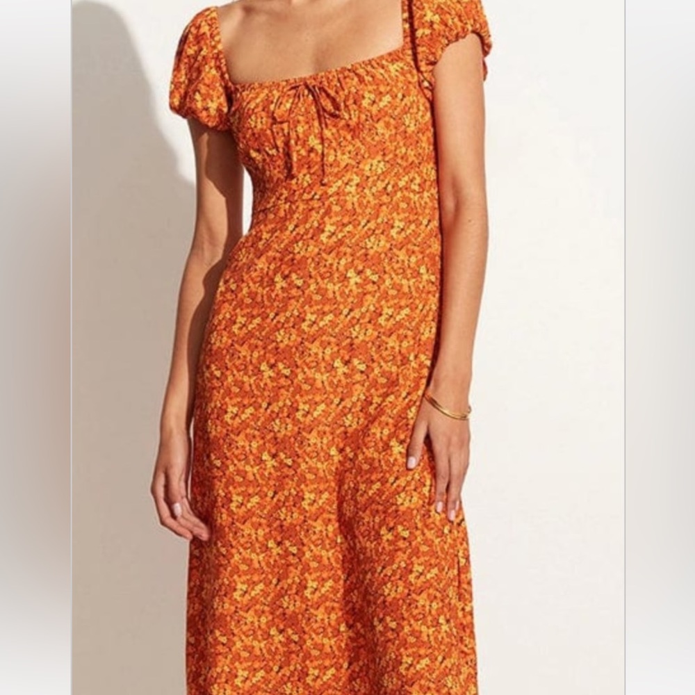 Sandrina Midi Dress Mohina Floral Print Orange